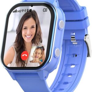 SEVGTAR Smartwatch (1,4 Zoll), 4G Kinder Uhr Videoanruf WIF GPS Tracker SOS Funktion Wecker 4-12 Jahr