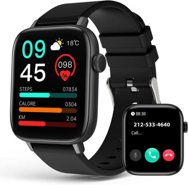 SOUYIE Smartwatch (1,9 Zoll, Android iOS), Herren mit Telefonfunktion Blutdruck Sportmodi IP68 Wasserdicht