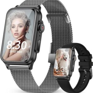 YEDASAH Smartwatch (1,57 Zoll, Android iOS), mit Telefonfunktion IP68 Wasserdicht Sportuhr Fitnessuhr 123 Sportmodi