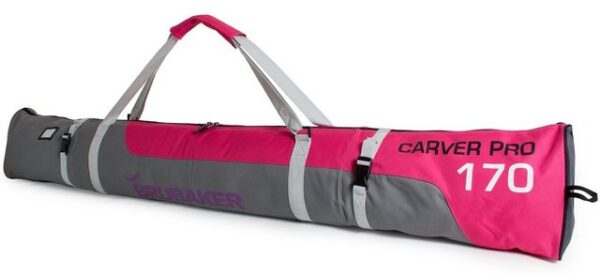 BRUBAKER Skitasche Carver Pro Ski Tasche - Pink und Grau (Skibag für Skier und Skistöcke, 1-tlg., reißfest und schnittfest), gepolsterter Skisack mit Zipperverschluss