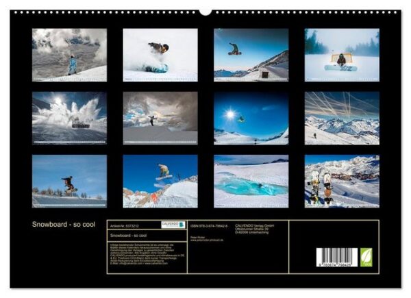 CALVENDO Wandkalender Snowboard - so cool (Premium, hochwertiger DIN A2 Wandkalender 2023, Kunstdruck in Hochglanz)