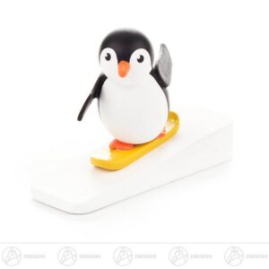 Dregeno Erzgebirge Sammelfigur Miniatur Pinguin Snowboardfahrer Höhe ca 4,5 cm NEU, Miniaturfigur Pinguin auf Snowboard