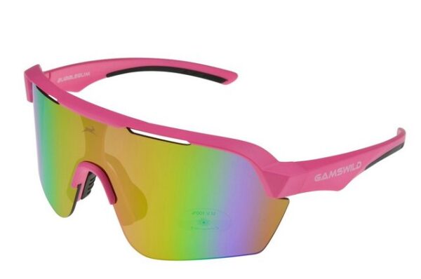 Gamswild Sportbrille WS7138 Sonnenbrille Fahrradbrille Skibrille Damen Herren Unisex, extra große Scheibe, pink, weiß, blau, schwarz, mintgrün