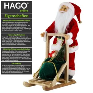 HAGO Weihnachtsfigur Weihnachtsdeko Winterlandschaft Weihnachtsmann Nikolaus Schlitten