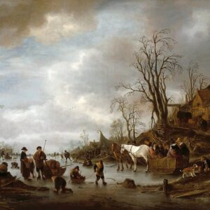 Kunstdruck Ice scene near an inn Isaac van Ostade Gasthaus Winter Eis Schlitten B, (1 St)