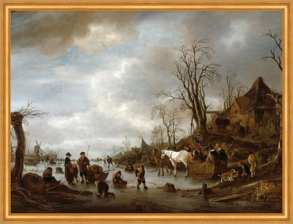 Kunstdruck Ice scene near an inn Jan Steen Gasthaus See Eis Schlitten Pferd B A2, (1 St)