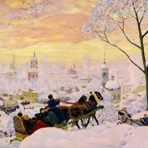 Kunstdruck Pancake Week Boris Michailowitsch Kustodijew Winter Schlitten Stadt B, (1 St)