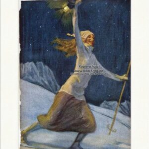 Kunstdruck Titelseite der Nummer 1 von 1911 Paul Rieth Skier Laterne Winter Jugen, (1 St)