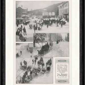 Kunstdruck Vom Wintersport im Riesengebirge 1909 Schlitten F_Vintage 00267 Gerahm, (1 St)