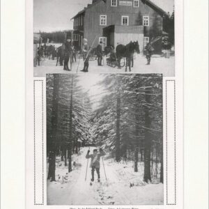 Kunstdruck Winter im Riesengebirge Wald Skier Schitten Pferde Sport Hütte F_Vinta, (1 St)