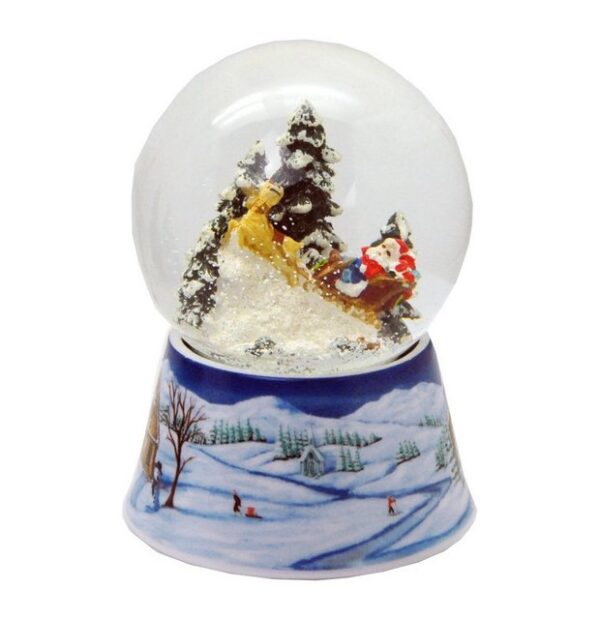 MINIUM-Collection Schneekugel Weihnachten Spieluhr Weihnachtsmann im Schlitten 100mm Durchmesser