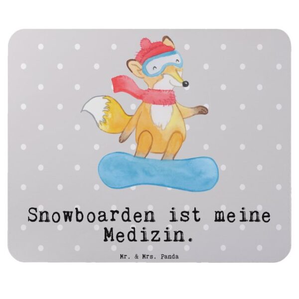 Mr. & Mrs. Panda Mauspad Fuchs Snowboarden Medizin - Grau Pastell - Geschenk, Einzigartiges Ma (1-St), Farbecht