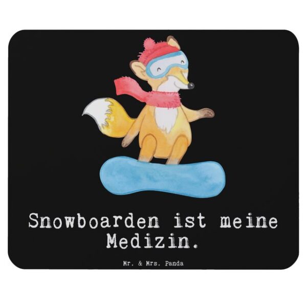 Mr. & Mrs. Panda Mauspad Fuchs Snowboarden Medizin - Schwarz - Geschenk, Sport, Mousepad, Gewi (1-St)