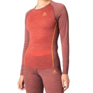 Odlo Natural Performance PW 150 Bl Top Crew Neck L/S W Damen (Dunkelrot XL ) Skiunterwäsche