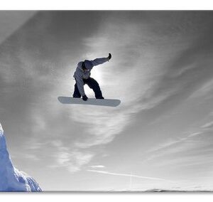 Pixxprint Glasbild Snowboard Sprung Extremsport, Snowboard Sprung Extremsport (1 St), Glasbild aus Echtglas, inkl. Aufhängungen und Abstandshalter