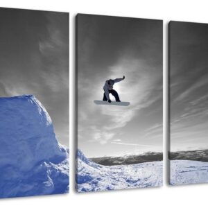 Pixxprint Leinwandbild Snowboard Sprung Extremsport, Snowboard Sprung Extremsport 3Teiler (120x80cm) (1 St), Leinwandbild fertig bespannt, inkl. Zackenaufhänger