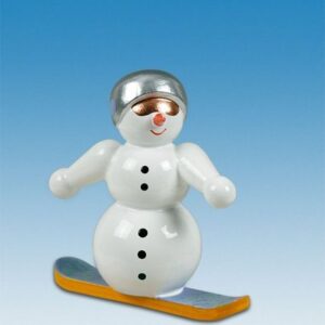 Sammelfigur Holzfigur Schneemann auf Snowboard Höhe 6,5cm NEU