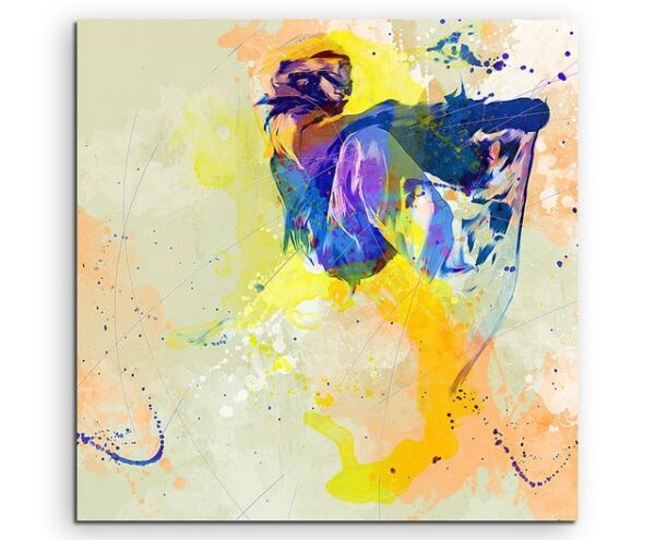 Sinus Art Leinwandbild Snowboarding I 60x60cm Aquarell Art Leinwandbild