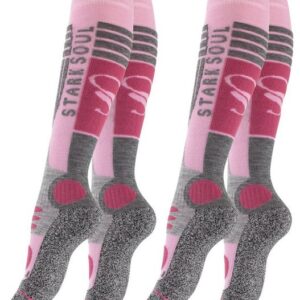 Stark Soul® Skisocken Ski & Snowboard Socken, Skistrümpfe mit Spezialpolsterung, 2 Paar 2er-Pack, Dehnungszonen an Knöchel und Spann, Doppelbündchen, weiche Zehennaht, weiche Polsterungen