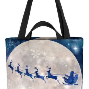 VOID Henkeltasche (1-tlg), Weihnachtsmann Mond Winter Nikolaus Winter Schlitten Weihnachten Mond Re