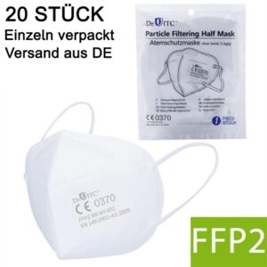 Atemschutzmaske 20 x FFP2 Maske Mundschutz 5 lagig ce Mund Nase Gesichtsmaske Bedeckung Masken Schutz Set zertfiziert Gesichtsmaske