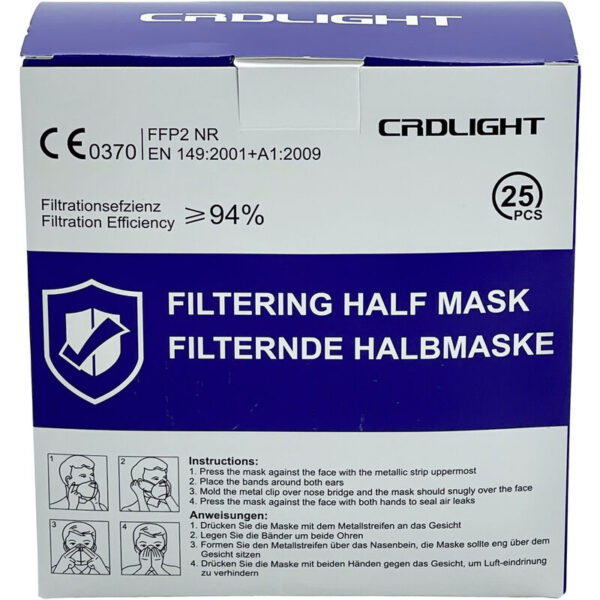 CRDFFP2 Feinstaubmaske ohne Ventil FFP2 25 St. en 149:2001 + A1:2009 din 149:2001 + A1:20 - Crd Light