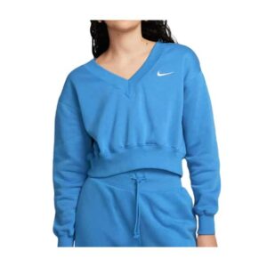 Nike W NSW Phoenix Fleece Crop V-Neck Damen (Blau L ) Skiunterwäsche