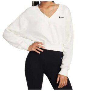 Nike W NSW Phoenix Fleece Crop V-Neck Damen (Weiß L ) Skiunterwäsche