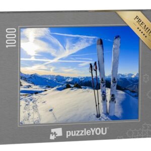 puzzleYOU Puzzle Bereit für die Abfahrt: Skier im Schnee, 1000 Puzzleteile, puzzleYOU-Kollektionen Sport, Winter, Himmel & Jahreszeiten