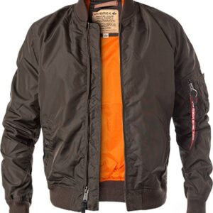 ALPHA INDUSTRIES Herren Blouson braun Mikrofaser unifarben