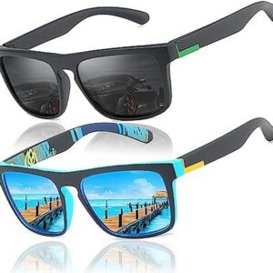 AquaBreeze Fahrradbrille 2 Stück Sonnenbrille für Herren Damen Polarisierte/Radfahren, (2-St., Fahren Angeln Klettern Outdoor-Sportarten Strand Sonnenbrillen), langlebig, leicht und polarisiert sind