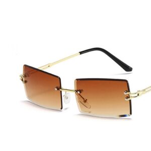 AquaBreeze Sonnenbrille Rechteck Randlose Sonnenbrille (Square Rimless Sunglasses) Rechteck Retro Durchsichtige Linse Rahmenlose Sonnenbrille