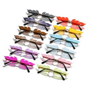 GelldG Sonnenbrille Sonnenbrille Flammenform, Partybrillen, Schnelle Rave Hippie Brille