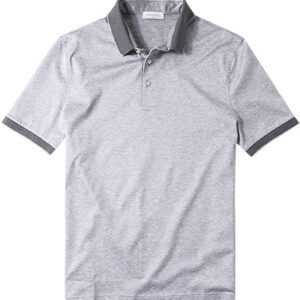 Gran Sasso Herren Polo-Shirt grau Baumwoll-Jersey meliert