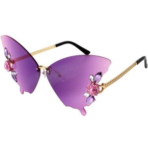 Houhence Sonnenbrille Vintage Strass Schmetterling Rimless Sonnenbrillen Schmetterling