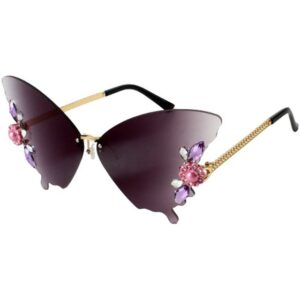 Houhence Sonnenbrille Vintage Strass Schmetterling Rimless Sonnenbrillen Schmetterling