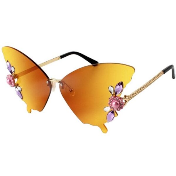 Houhence Sonnenbrille Vintage Strass Schmetterling Rimless Sonnenbrillen Schmetterling