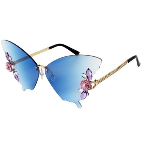 Houhence Sonnenbrille Vintage Strass Schmetterling Rimless Sonnenbrillen Schmetterling