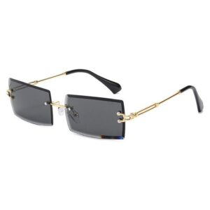 Rnemitery Sonnenbrille Rechteck Randlose Sonnenbrille, Retro Durchsichtige Linse Rahmenlose (1-St)