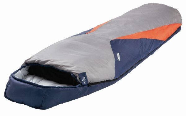 Mumienschlafsack Comfort XL grau RV links 230 x 85 x 70