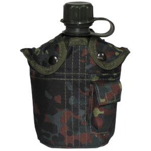 MFH US Feldflasche 1L Kunststoff BPA-frei mit Hülle flecktarn