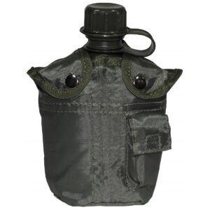 MFH US Import Feldflasche 1L Kunststoff BPA-frei mit Hülle oliv