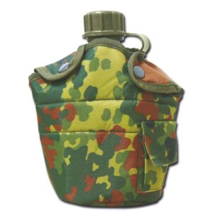 US Feldflasche 1L Kunststoff mit Becher + Hülle flecktarn