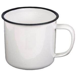 MFH 350ml Tasse Emaille weiß mit schwarzem Rand