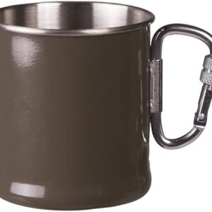 250ml Becher mit Karabiner Stainless Steel oliv