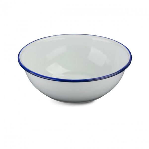 Schüssel Bowl Emaille weiß/blau 15