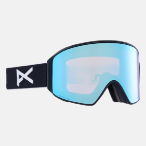 Anon M4 Low Bridge Fit Goggles (Cylindrical) + Bonus Lens + MFI® Face Mask, Frame: Black, Lens: Perceive Variable Blue (21% / S2), Spare Lens: Perceiv