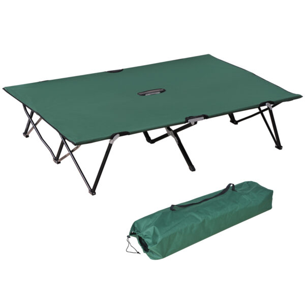 Outsunny Campingbett für 2 Personen bis 136 kg belastbar Klappbett mit Tragetasche Oxford Grün Schwarz 193 x 125 x 40 cm für Outdoor Abenteuer   Aosom.de