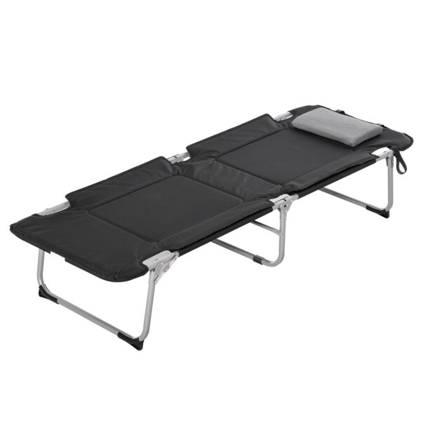 Outsunny Klappbares Campingbett Feldbett mit Kissen 183x66x33cm leicht tragbar für Outdoor Camping Schwarz Silber   Aosom.de