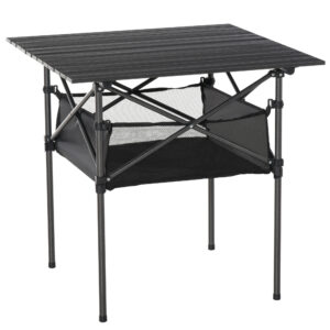 Outsunny Campingtisch  Faltbarer Klapptisch aus Aluminium, leicht, tragbar mit Netztasche, Schwarz, 70x70x69cm  Aosom.de